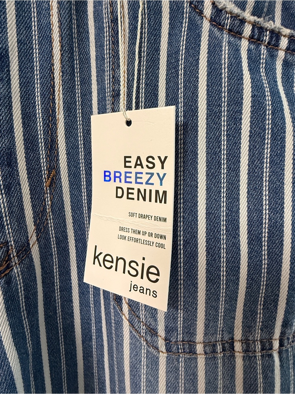 Kensie Jeans Drapey Denim 100% Cotton Cropped Tie Overalls in Medium- NWT - Picture 11 of 15